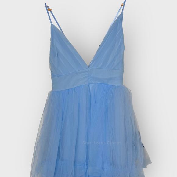 Lulus Charming Glamour Tulle Tiered Maxi Dress Large Light Blue Prom Formal Gown - Picture 6 of 12